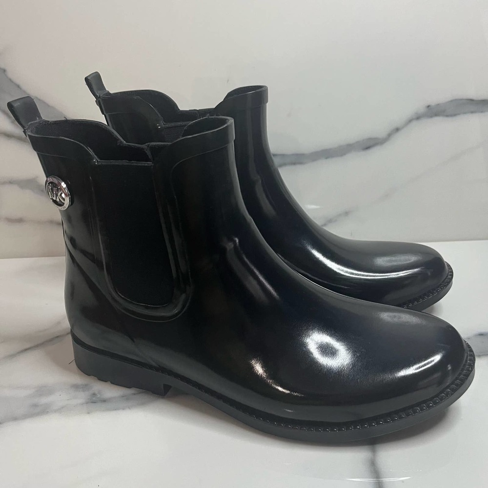 Michael Kors | Black Rubber Chelsea Rain Boots Sz 8